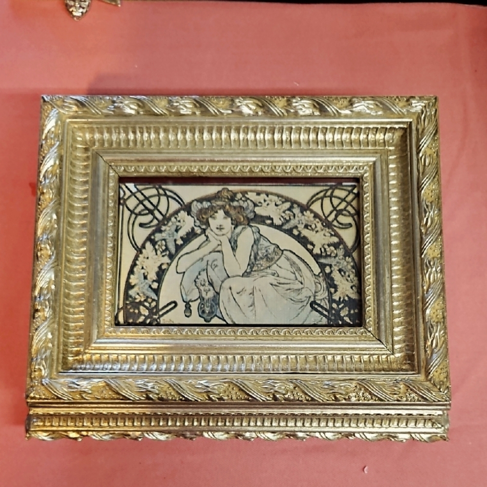 Carved Wooden Picture Frame Jewelry Box